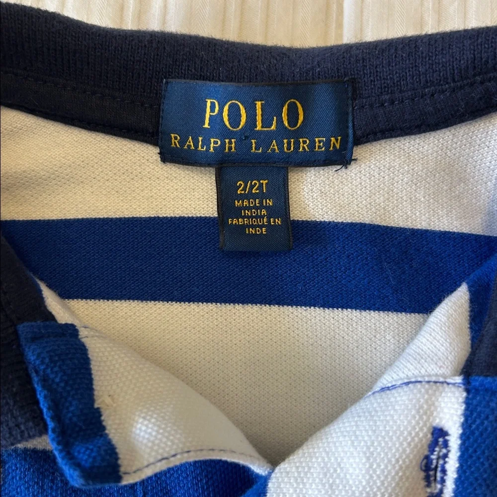 Ralph Lauren Bright Blue and White Polo Shirt Big Pony Crest Size 2T